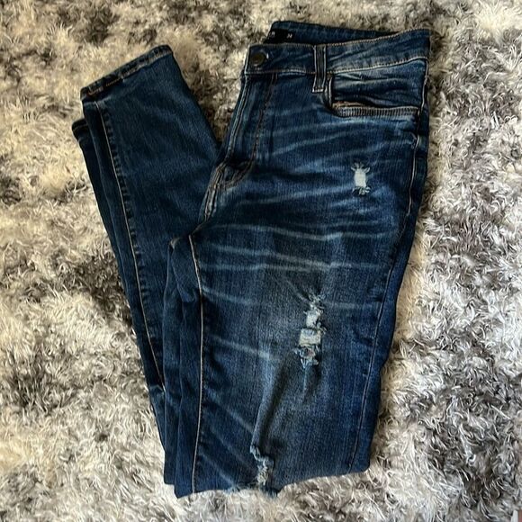 Hyper Denim Dark Wash Distressed Mens Jeans Size 34 - Picture 1 of 5